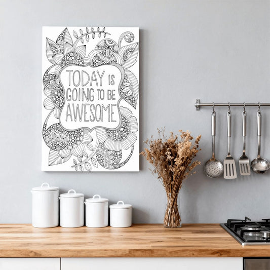 READY TO PAINT Graphic Framed Canvas Painting, Framed Canvas Painting (2:3) (Vertical)