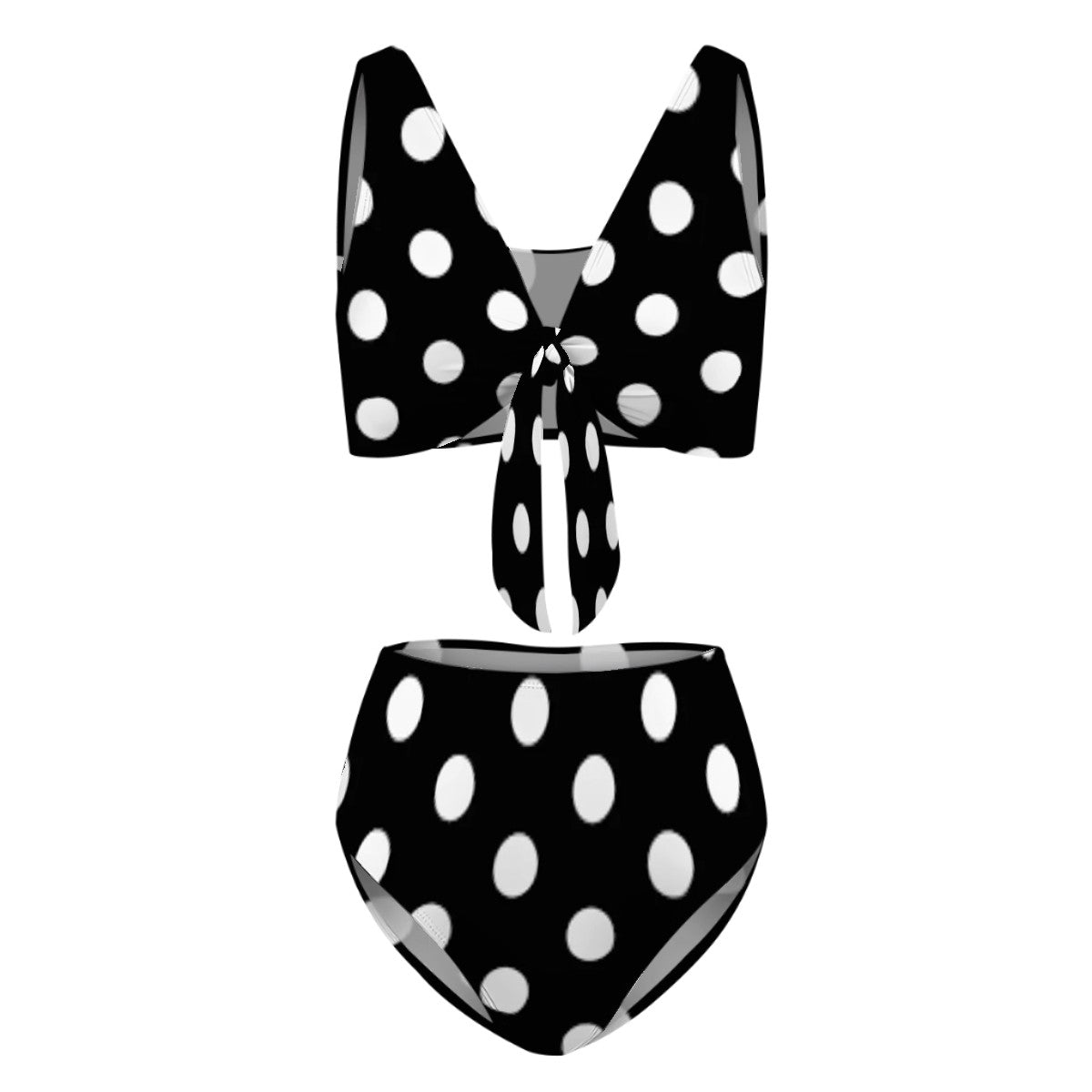 Polka Dot Design Line Tie High-Waisted Bikini