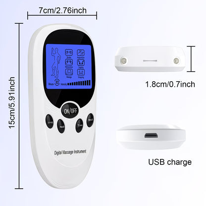 TENS + EMS Dual Channel Muscle Relief Pulse Massager Featuring 8 Electrodes for Alleviating Pain in The Shoulders, Back, And Knees, Aiding in Muscle Recovery from Injuries, Designed for Portability, And an Ideal Gift for Loved Ones!