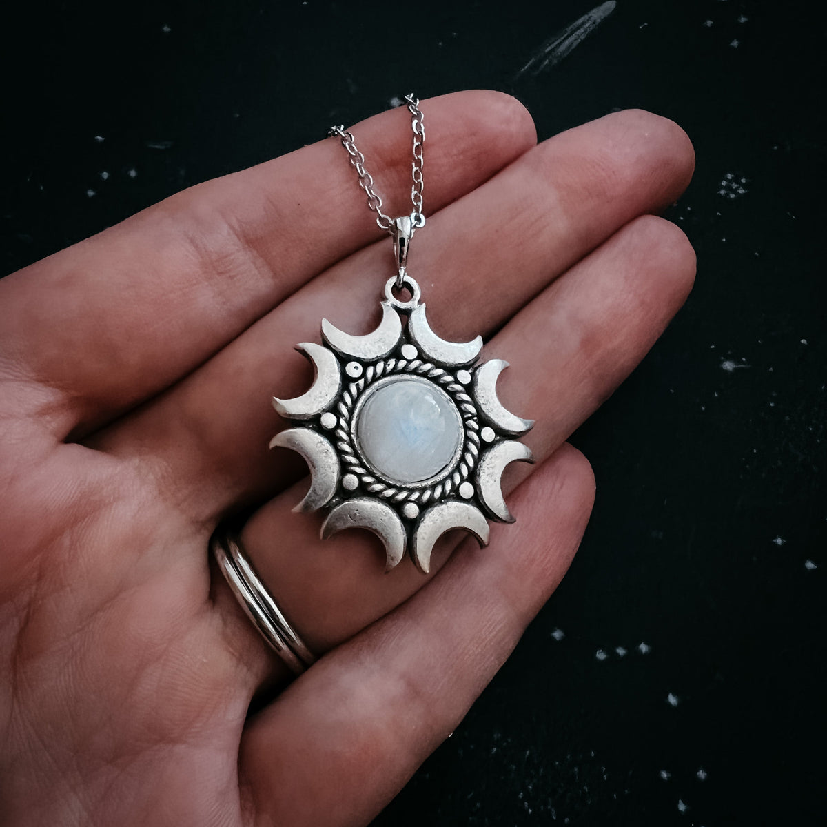 EXCLUSIVE- Lunar Witch Necklace - Rainbow Moonstone Pendant - GIFT ALERT! GIFT ALERT!