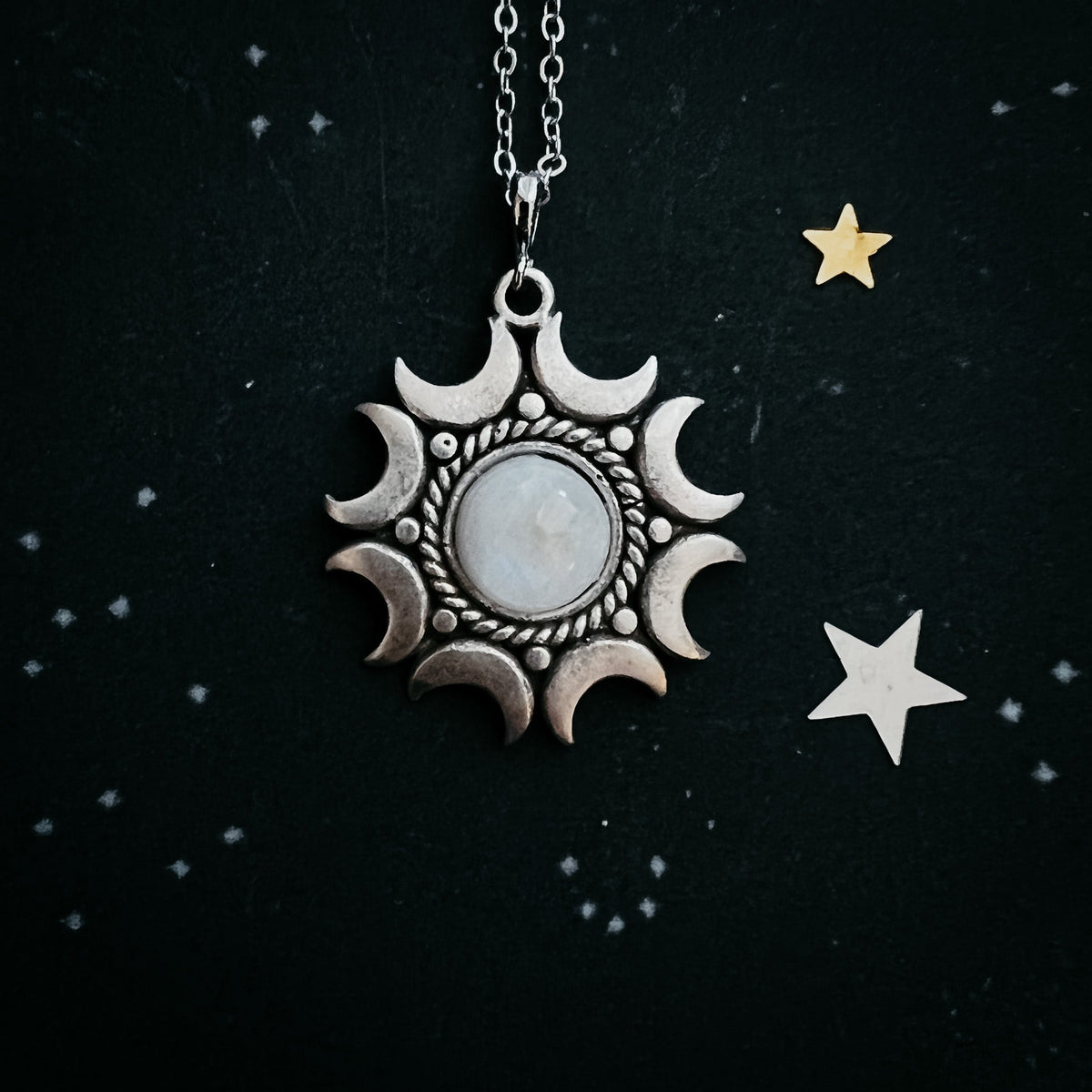EXCLUSIVE- Lunar Witch Necklace - Rainbow Moonstone Pendant - GIFT ALERT! GIFT ALERT!