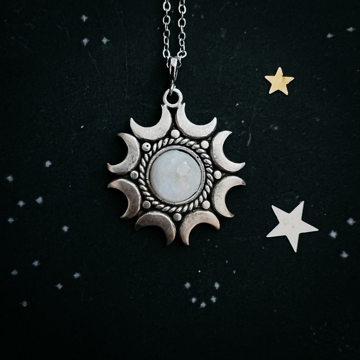 EXCLUSIVE- Lunar Witch Necklace - Rainbow Moonstone Pendant - GIFT ALERT! GIFT ALERT!