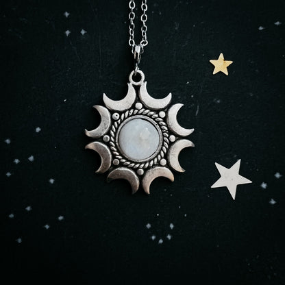 EXCLUSIVE- Lunar Witch Necklace - Rainbow Moonstone Pendant - GIFT ALERT! GIFT ALERT!