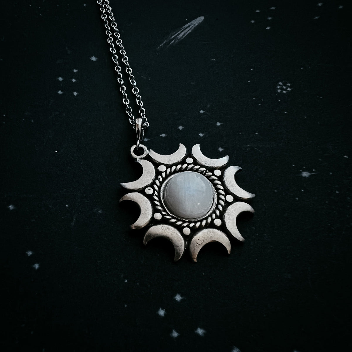 EXCLUSIVE- Lunar Witch Necklace - Rainbow Moonstone Pendant - GIFT ALERT! GIFT ALERT!