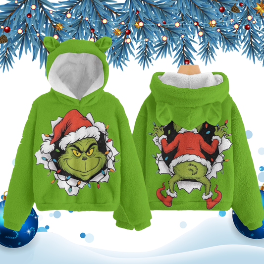 🎄Exclusive Limited Edition Kid’s Grinch Christmas Fleece Hoodie – Cute, Cozy & Holiday‑Ready
