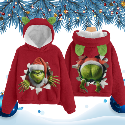 🎄Exclusive Limited Edition Kid’s Grinch Christmas Fleece Hoodie – Cute, Cozy & Holiday‑Ready
